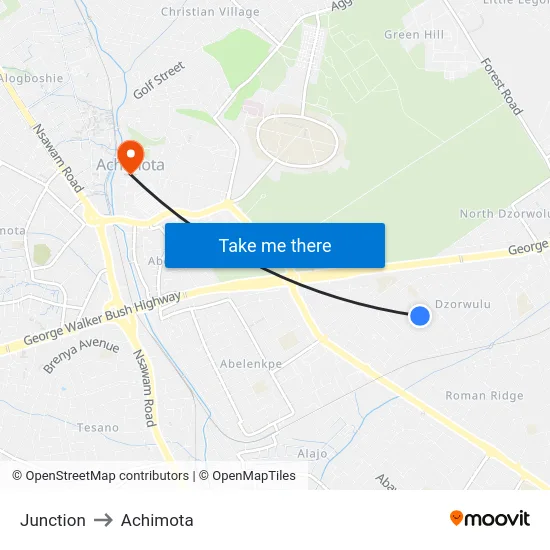 Junction to Achimota map