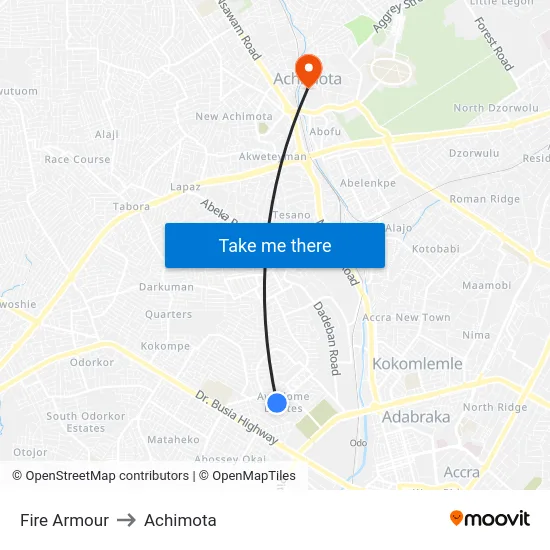 Fire Armour to Achimota map