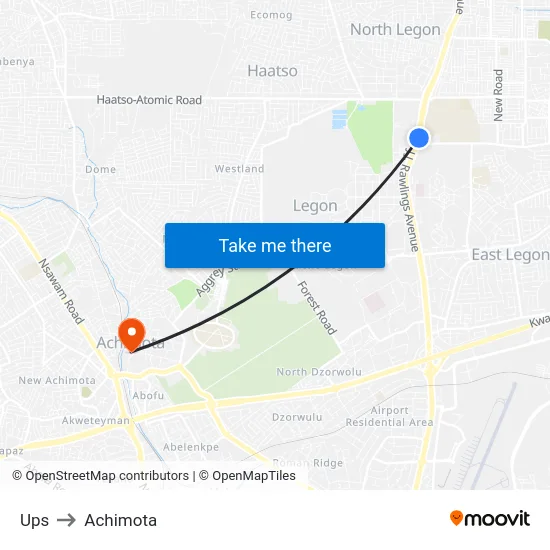 Ups to Achimota map