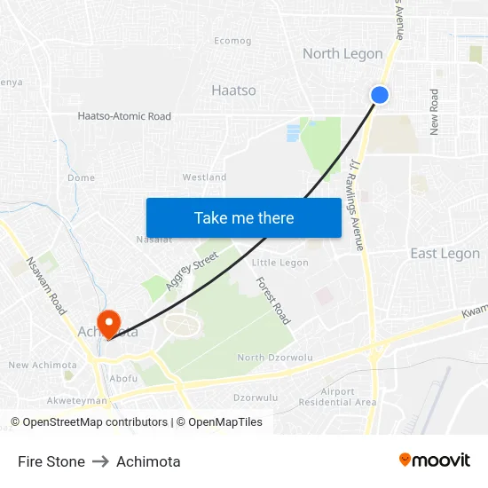 Fire Stone to Achimota map