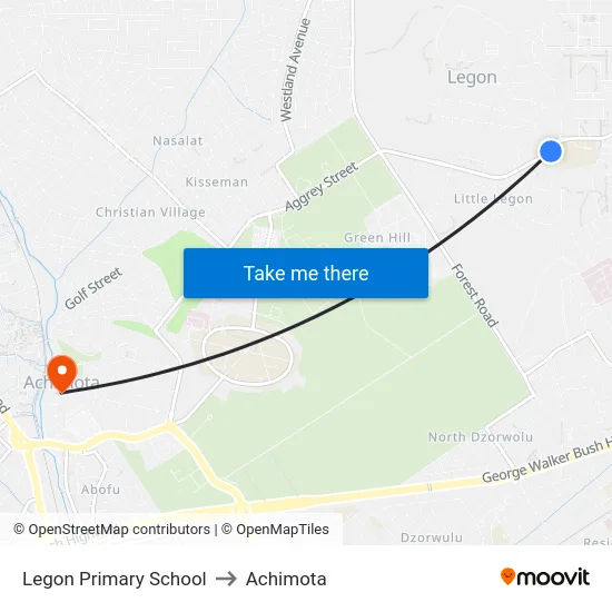 Legon Primary School to Achimota map