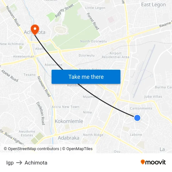 Igp to Achimota map