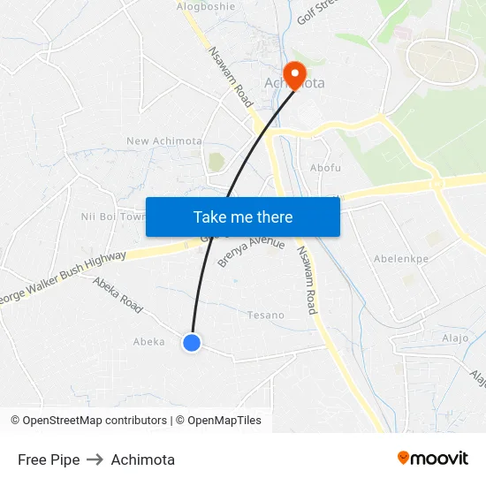 Free Pipe to Achimota map