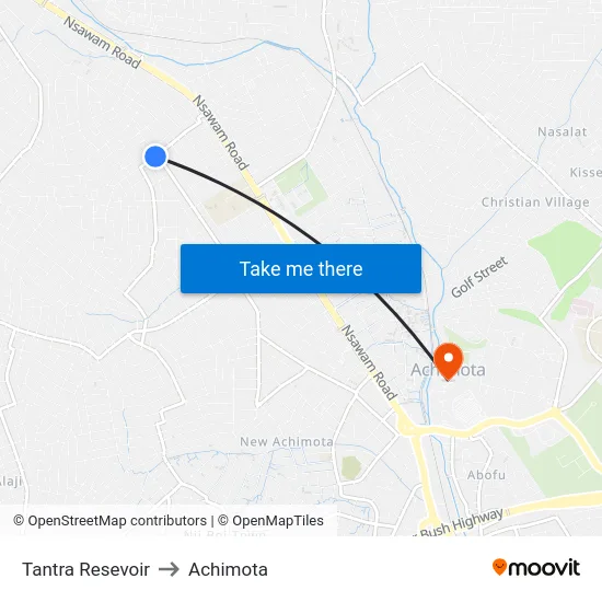 Tantra Resevoir to Achimota map