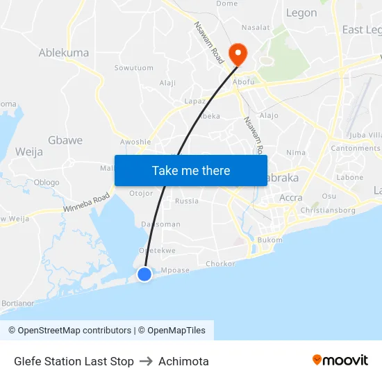 Glefe Station Last Stop to Achimota map