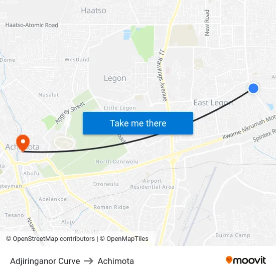 Adjiringanor Curve to Achimota map
