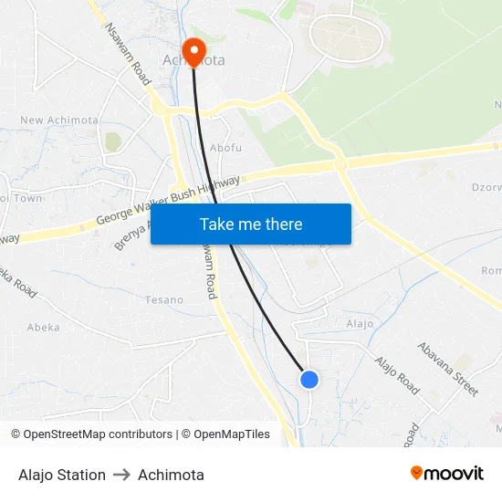 Alajo Station to Achimota map