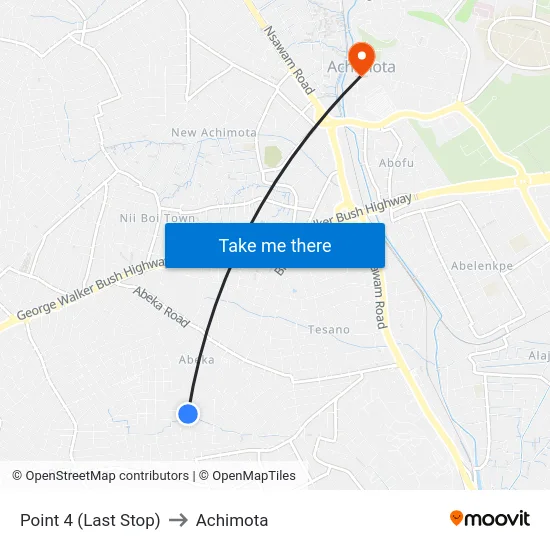 Point 4 (Last Stop) to Achimota map
