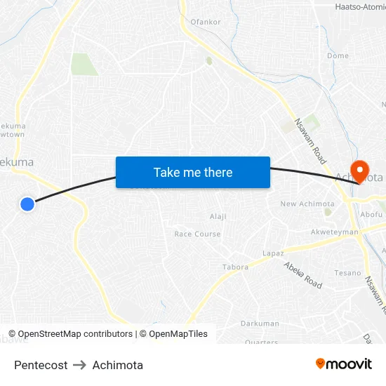 Pentecost to Achimota map