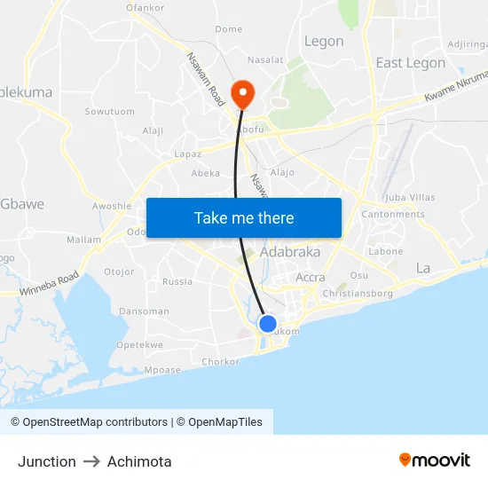 Junction to Achimota map