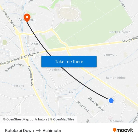 Kotobabi Down to Achimota map