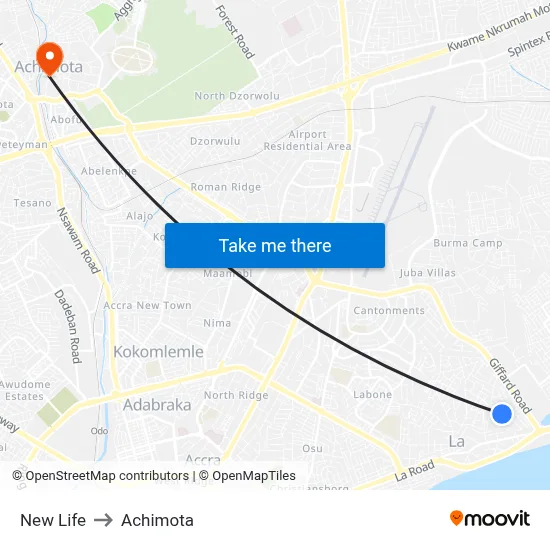 New Life to Achimota map