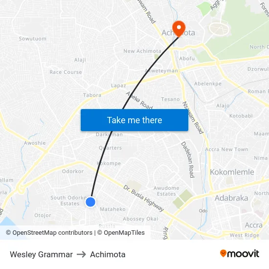 Wesley Grammar to Achimota map