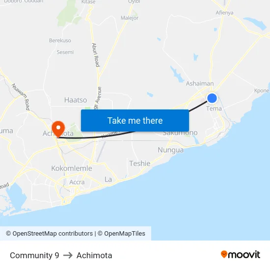 Community 9 to Achimota map