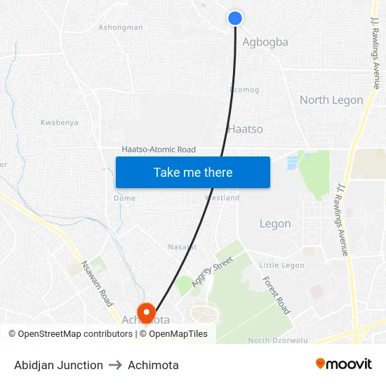 Abidjan Junction to Achimota map