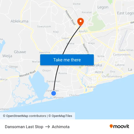 Dansoman Last Stop to Achimota map