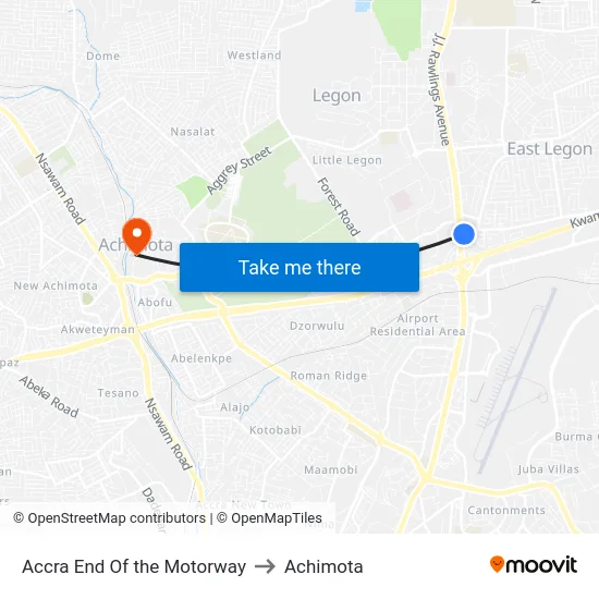 Accra End Of the Motorway to Achimota map