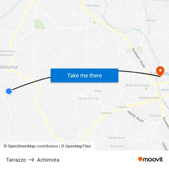 Tarrazzo to Achimota map