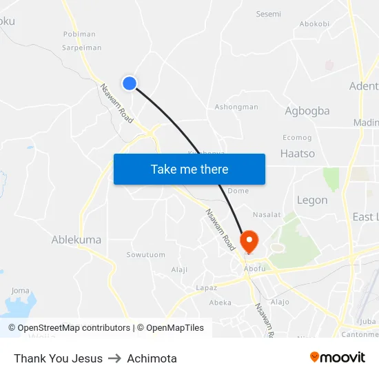 Thank You Jesus to Achimota map