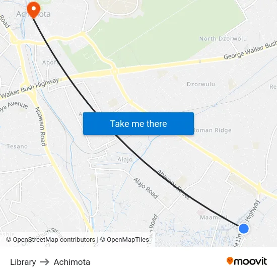 Library to Achimota map