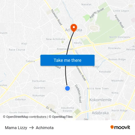 Mama Lizzy to Achimota map