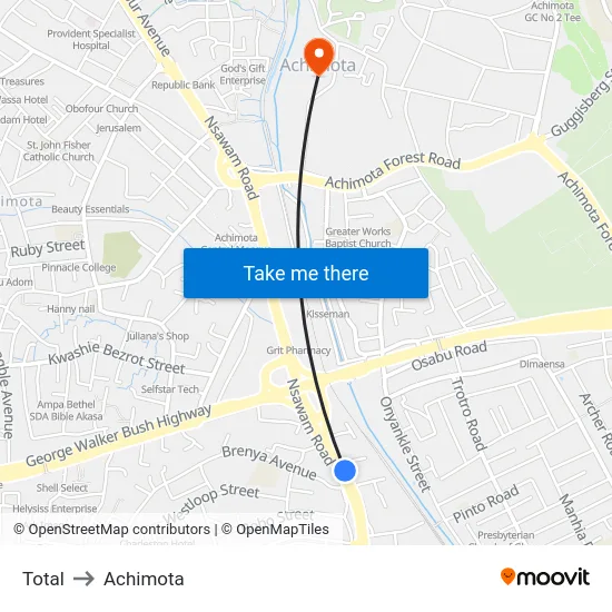 Total to Achimota map