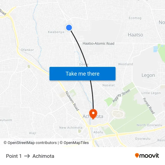 Point 1 to Achimota map