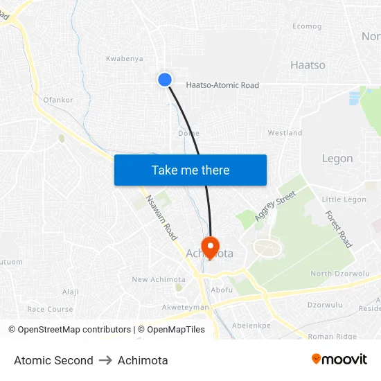 Atomic Second to Achimota map