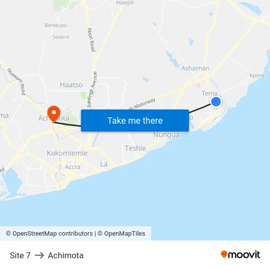 Site 7 to Achimota map