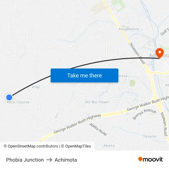 Phobia Junction to Achimota map