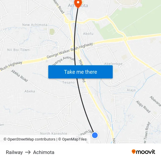 Railway to Achimota map
