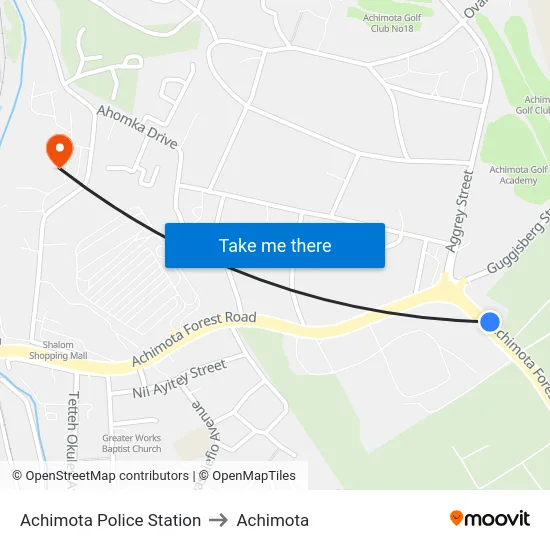 Achimota Police Station to Achimota map