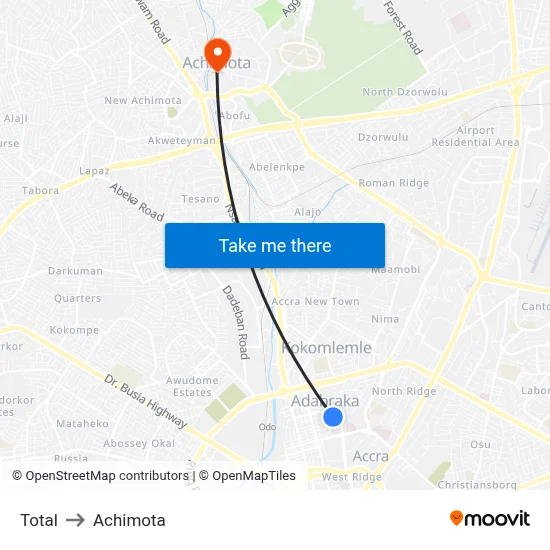 Total to Achimota map