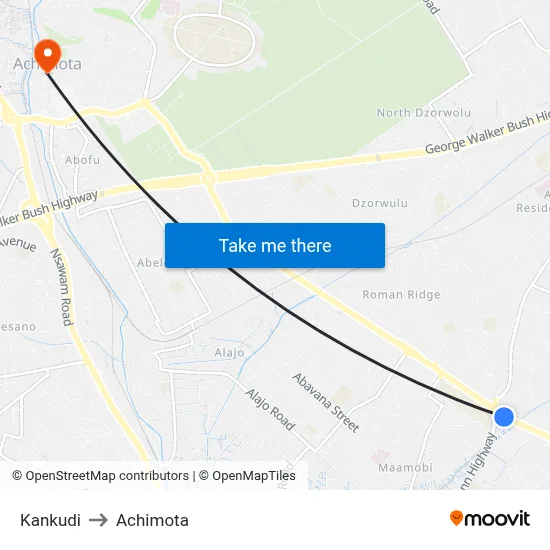 Kankudi to Achimota map