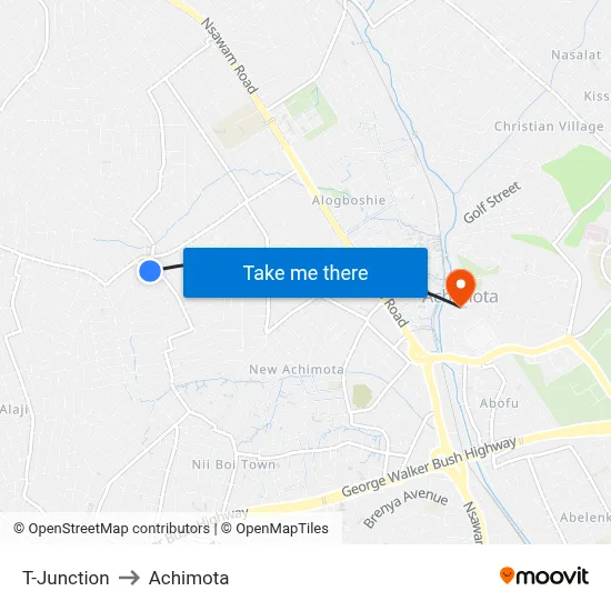 T-Junction to Achimota map
