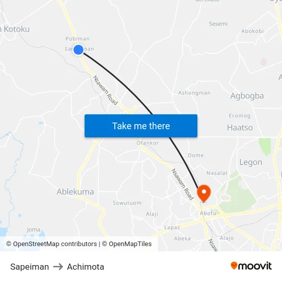 Sapeiman to Achimota map