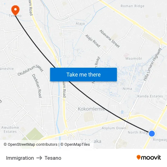 Immigration to Tesano map