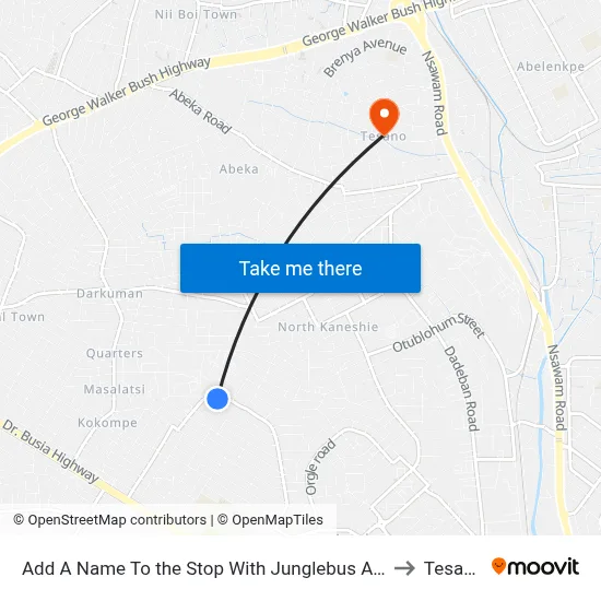 Add A Name To the Stop With Junglebus App to Tesano map