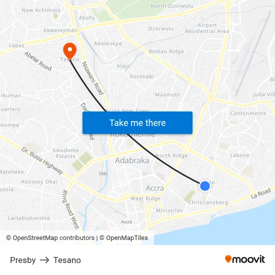 Presby to Tesano map