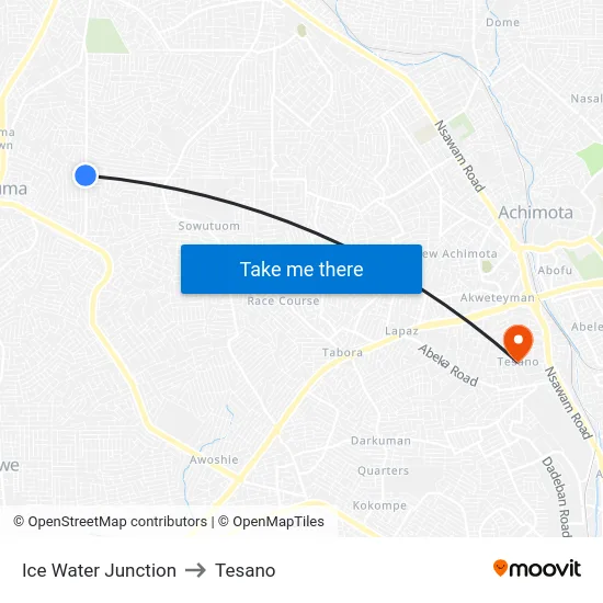 Ice Water Junction to Tesano map