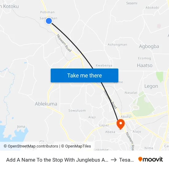 Add A Name To the Stop With Junglebus App to Tesano map
