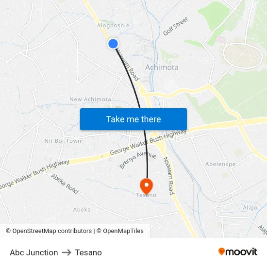 Abc Junction to Tesano map