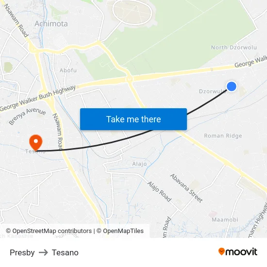 Presby to Tesano map