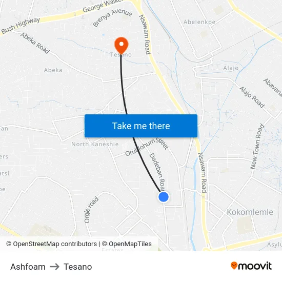 Ashfoam to Tesano map