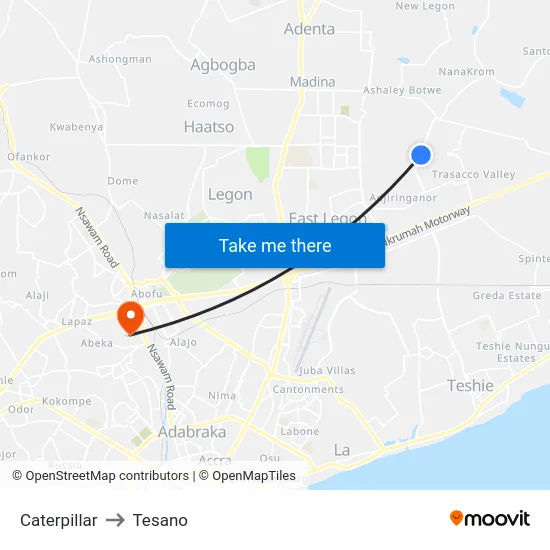 Caterpillar to Tesano map