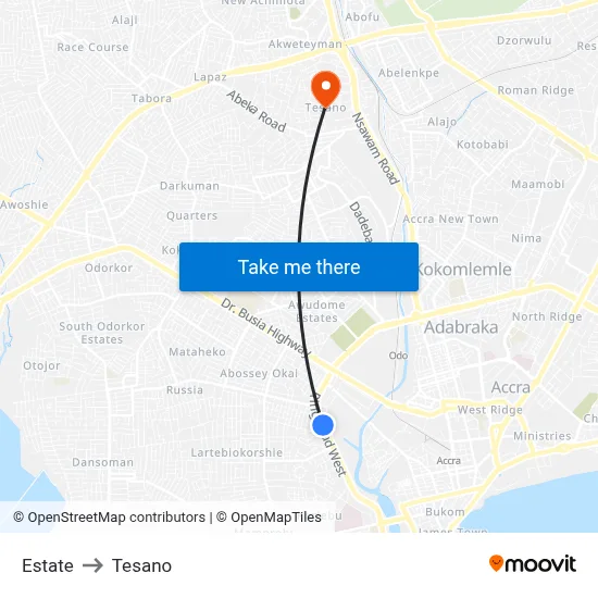 Estate to Tesano map