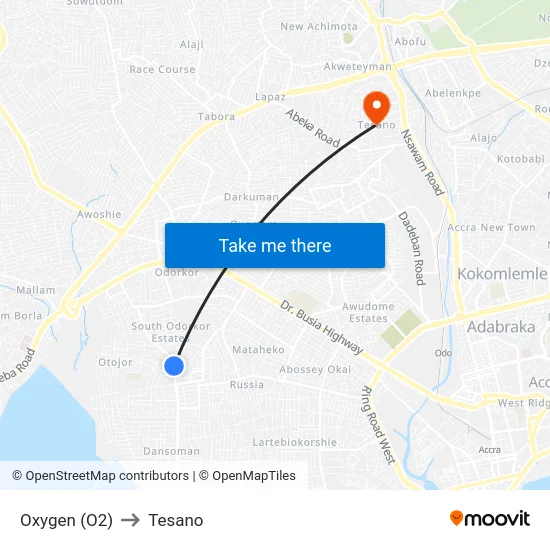 Oxygen (O2) to Tesano map