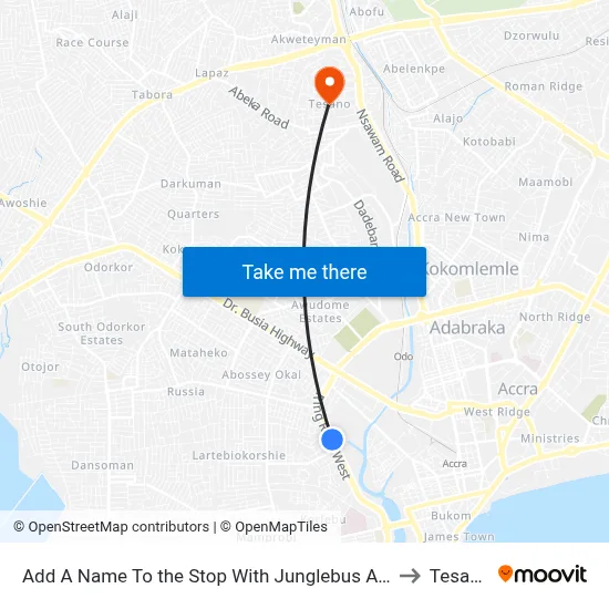 Add A Name To the Stop With Junglebus App to Tesano map