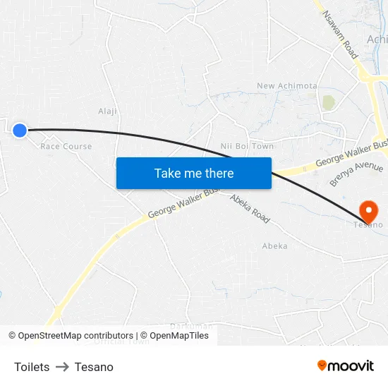 Toilets to Tesano map