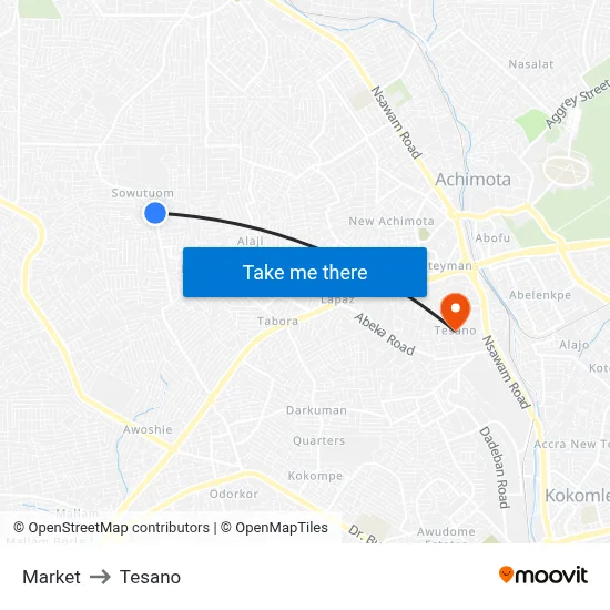 Market to Tesano map